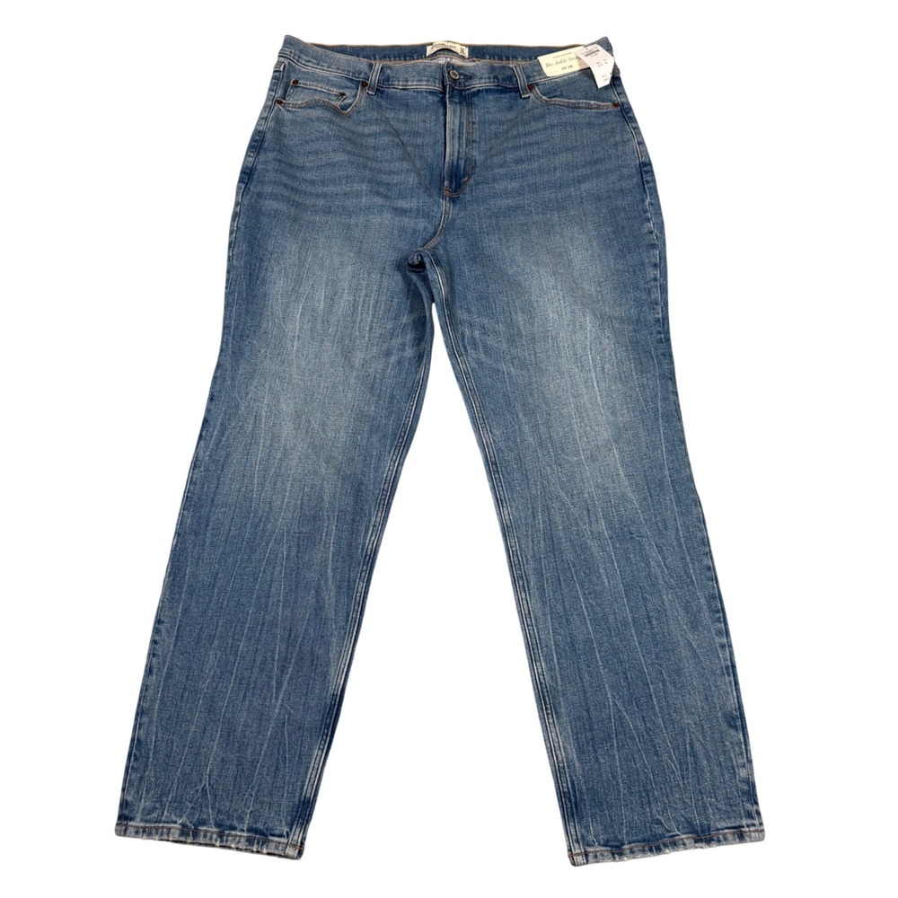 Abercrombie & Fitch The Ankle Straight Ultra High Rise Jeans 34 18 L Tall Blue